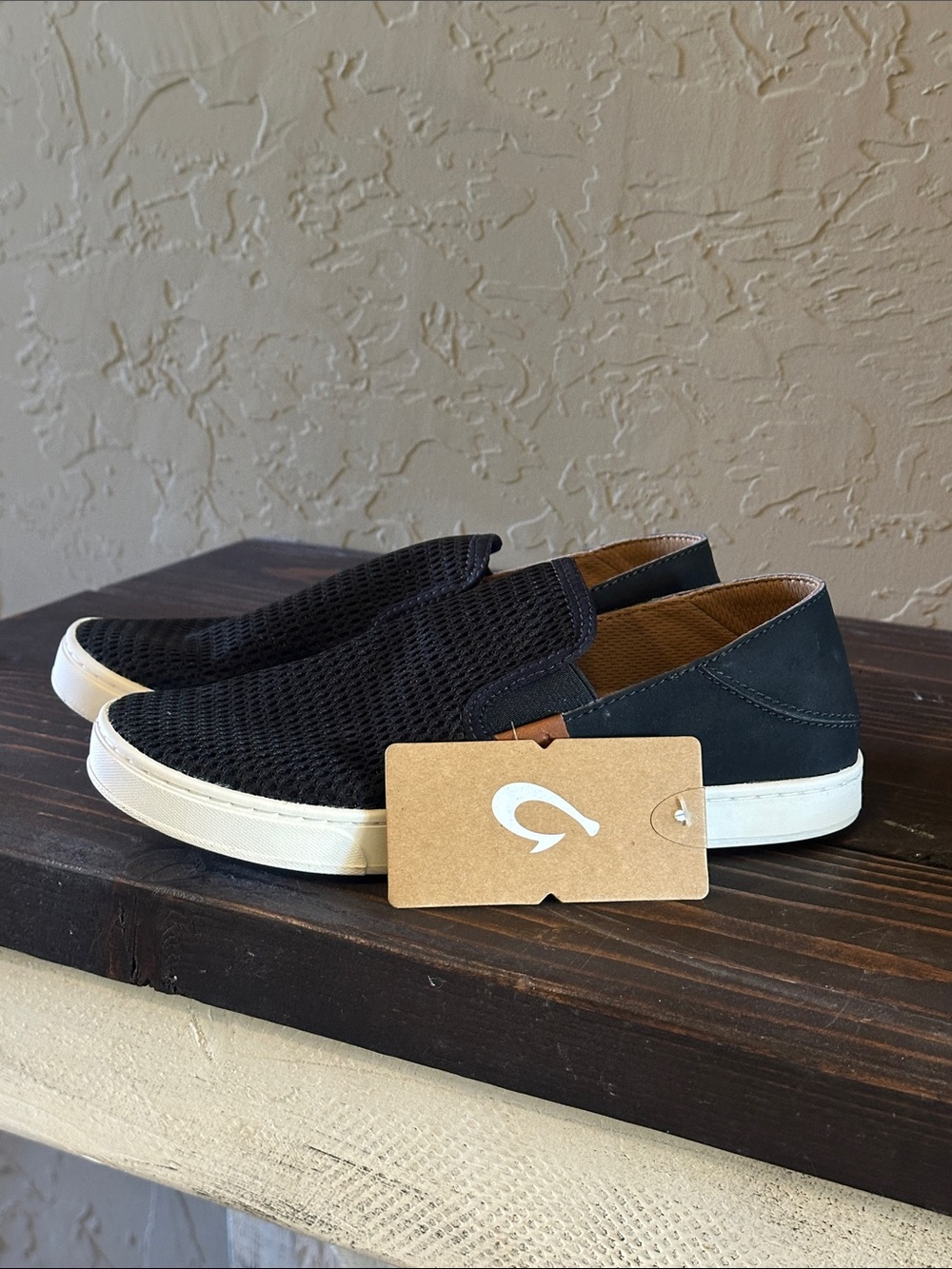 Olukai black slip on shoes size 7.5 women’s new with tags